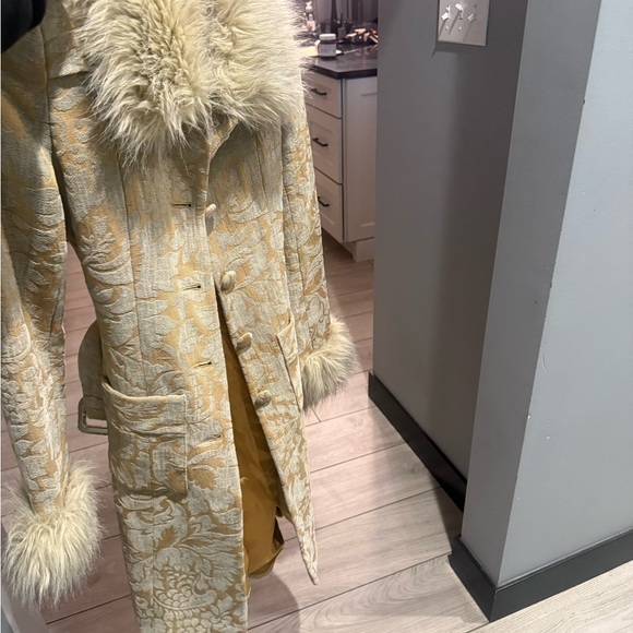 Elegant Boho Vintage Faux Fur Trimmed Coat Jacket - Picture 5 of 10